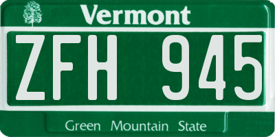 VT license plate ZFH945