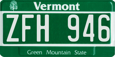 VT license plate ZFH946