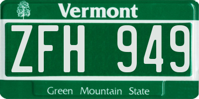 VT license plate ZFH949