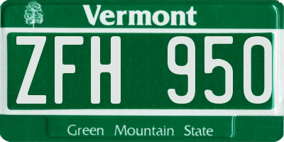 VT license plate ZFH950