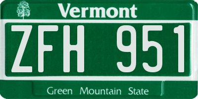 VT license plate ZFH951