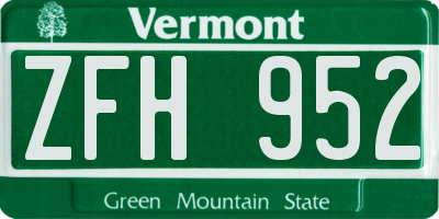 VT license plate ZFH952