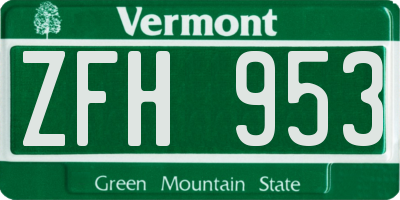 VT license plate ZFH953