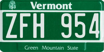 VT license plate ZFH954