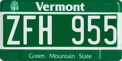 VT license plate ZFH955