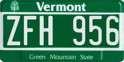 VT license plate ZFH956