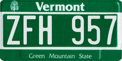 VT license plate ZFH957