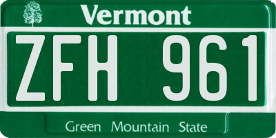 VT license plate ZFH961