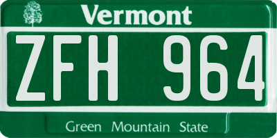 VT license plate ZFH964