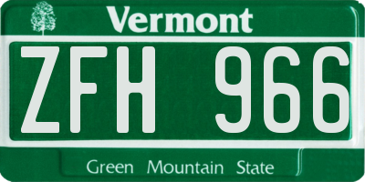 VT license plate ZFH966