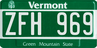 VT license plate ZFH969