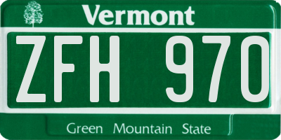 VT license plate ZFH970