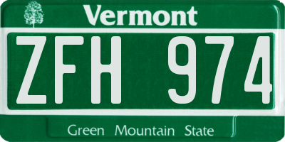 VT license plate ZFH974