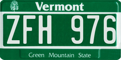 VT license plate ZFH976