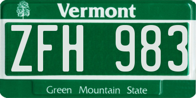 VT license plate ZFH983