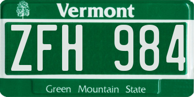 VT license plate ZFH984