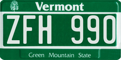 VT license plate ZFH990