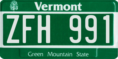 VT license plate ZFH991
