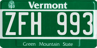 VT license plate ZFH993