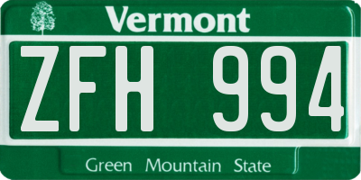 VT license plate ZFH994