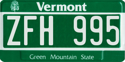 VT license plate ZFH995