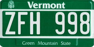 VT license plate ZFH998