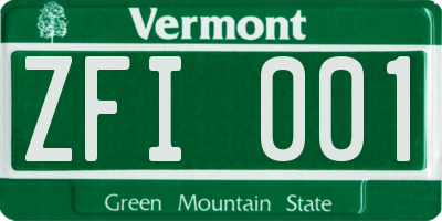 VT license plate ZFI001