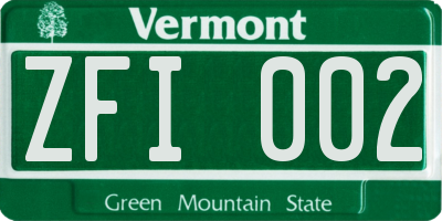 VT license plate ZFI002