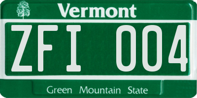 VT license plate ZFI004