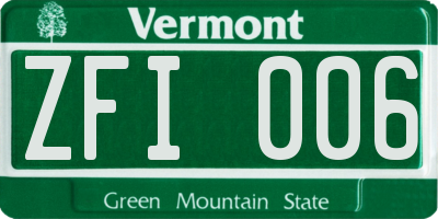 VT license plate ZFI006