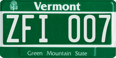VT license plate ZFI007