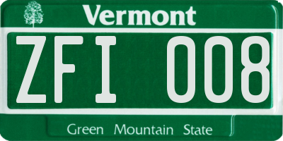 VT license plate ZFI008