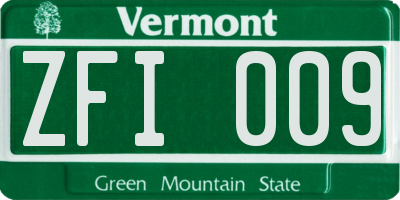 VT license plate ZFI009