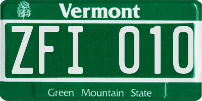 VT license plate ZFI010