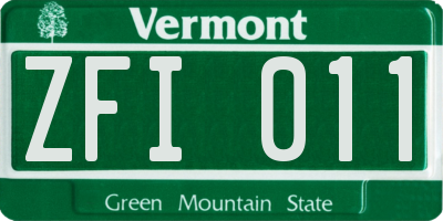 VT license plate ZFI011