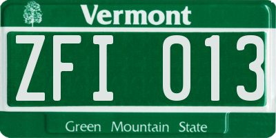 VT license plate ZFI013