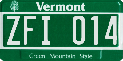 VT license plate ZFI014