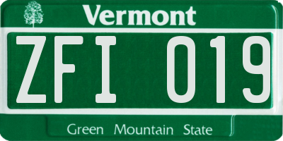 VT license plate ZFI019