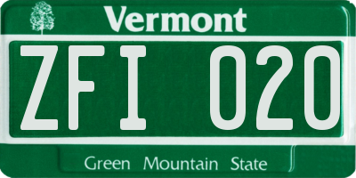 VT license plate ZFI020