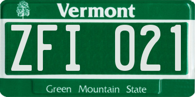 VT license plate ZFI021