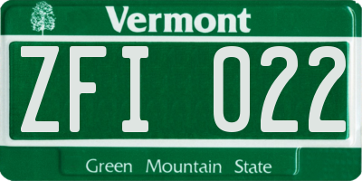 VT license plate ZFI022