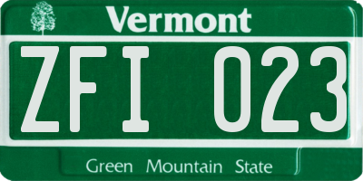 VT license plate ZFI023