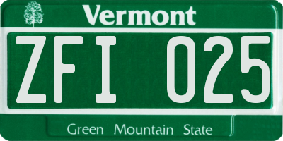 VT license plate ZFI025