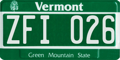 VT license plate ZFI026
