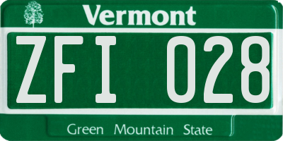 VT license plate ZFI028