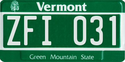VT license plate ZFI031