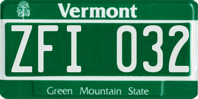 VT license plate ZFI032