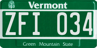 VT license plate ZFI034