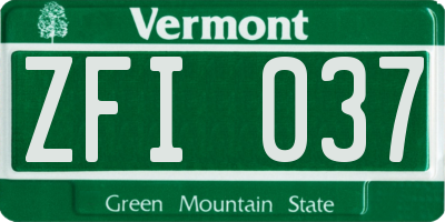 VT license plate ZFI037