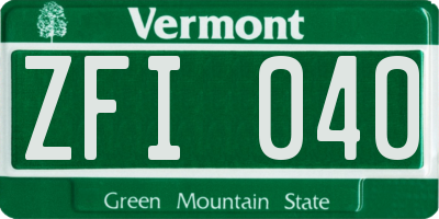 VT license plate ZFI040
